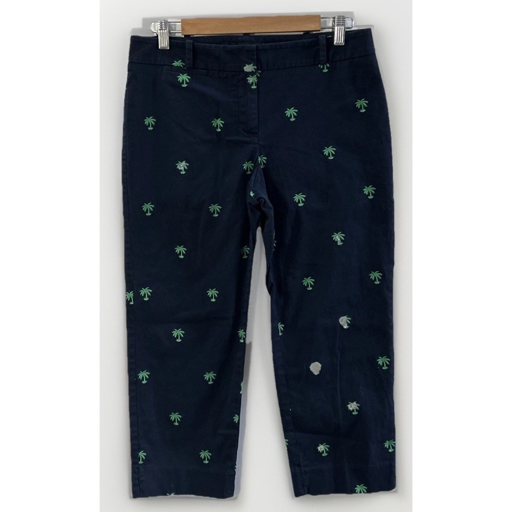 Women's Talbots Signature Crop Chino Pants Embroidered Palm Trees 🌴 Sz 8 Petite